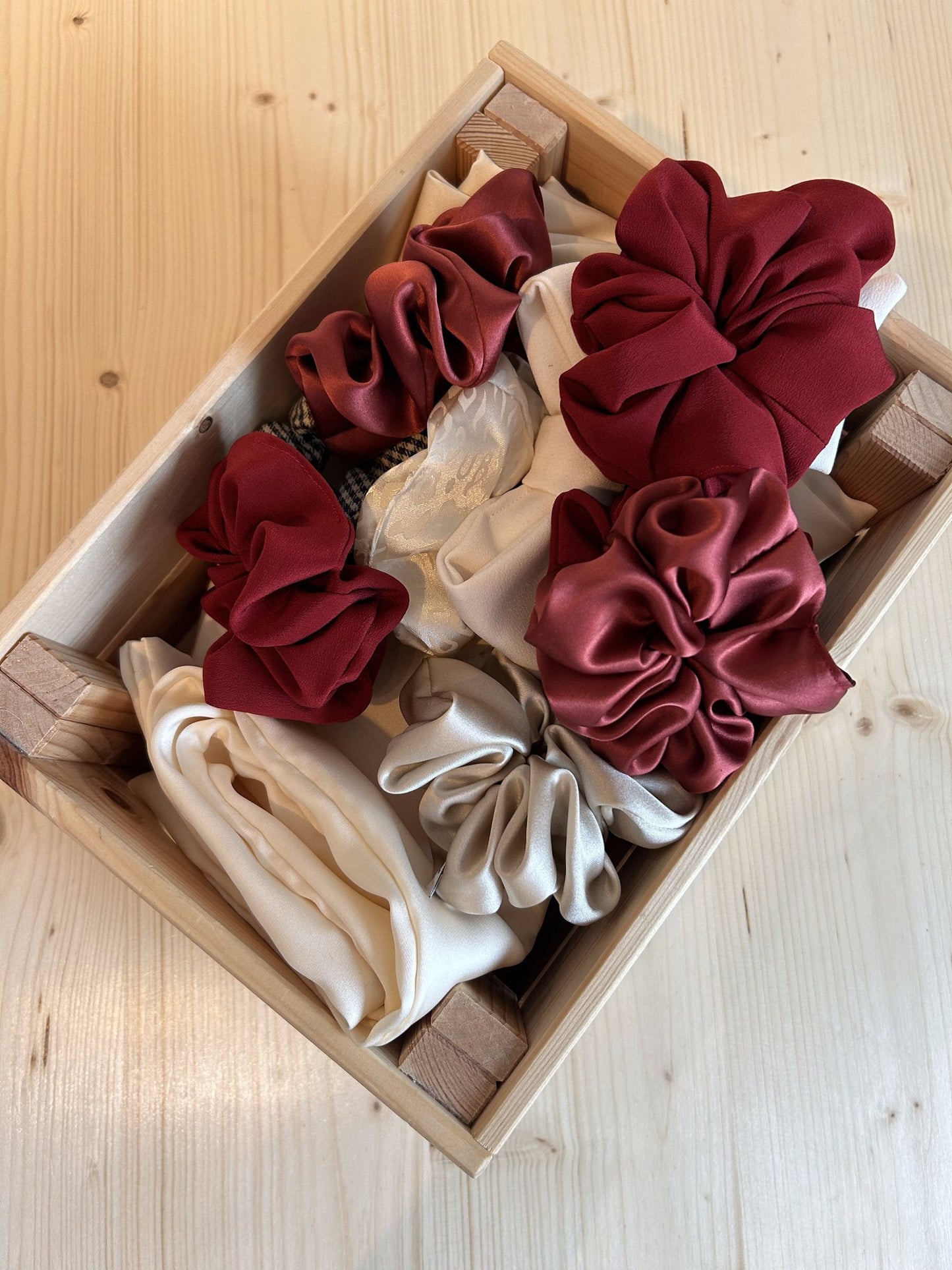 RED SILK SATIN SCRUNCHIE